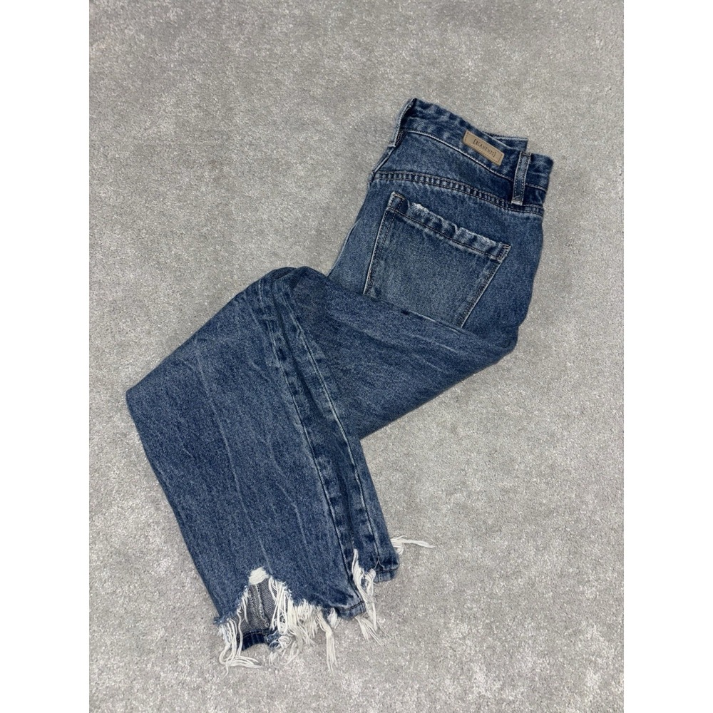 Blank NYC Womens Madison Distressed Crop Straight Leg Jeans Size 25 Medium Blue
